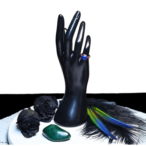 Lapis Lazuli Round Cabachon Electroformed Copper Ring - Picture 3 of 4